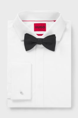 Jacquard-pattern bow tie in a silk blend, Black