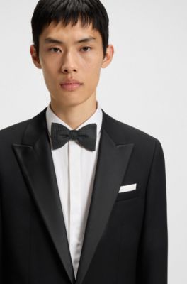 Jacquard-pattern bow tie in a silk blend, Black