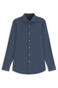 Slim-fit shirt in an Italian-made cotton blend, Blue