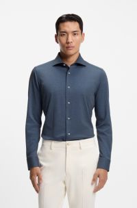 Slim-fit overhemd van Italiaanse katoenmix, Blauw