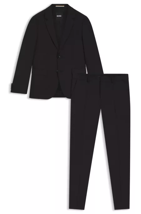 Two-piece slim-fit suit in patterned virgin wool
