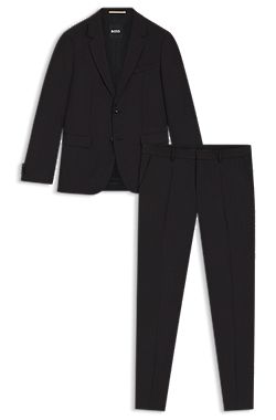 Two-piece slim-fit suit in patterned virgin wool