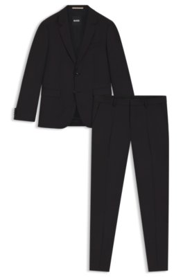 Two-piece slim-fit suit in patterned virgin wool