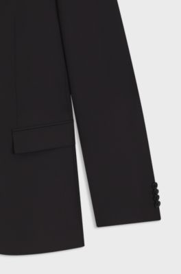 Two-piece slim-fit suit in patterned virgin wool, Dark Red