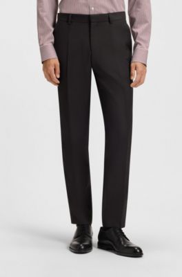 Two-piece slim-fit suit in patterned virgin wool, Dark Red