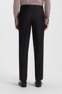 Two-piece slim-fit suit in patterned virgin wool, Dark Red