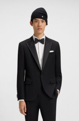 Cashmere beanie hat with logo trim, Black