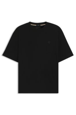 Tシャツ・カットソー MALO BLACK T-SHIRT BOSS - Mercerised-cotton T-shirt with Double B monogram - Black