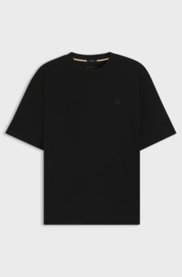 Mercerised-cotton T-shirt with Double B monogram, Black