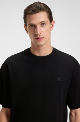 Mercerised-cotton T-shirt with Double B monogram, Black