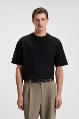 Mercerised-cotton T-shirt with Double B monogram, Black
