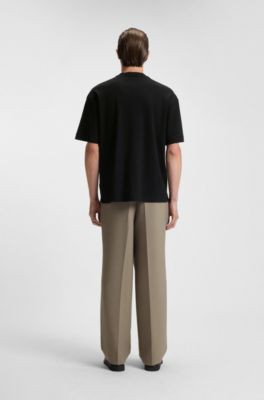 Mercerised-cotton T-shirt with Double B monogram, Black