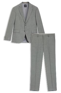 Two-piece regular-fit suit in patterned stretch fabric