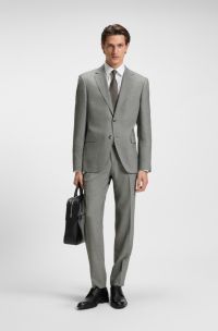Two-piece regular-fit suit in patterned stretch fabric, Silver
