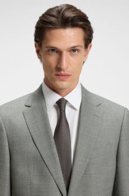 Two-piece regular-fit suit in patterned stretch fabric, Silver