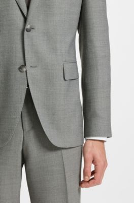 Two-piece regular-fit suit in patterned stretch fabric, Silver