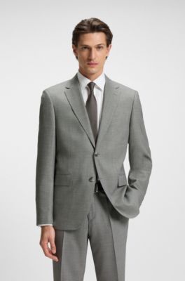 Two-piece regular-fit suit in patterned stretch fabric, Silver