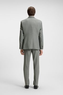 Two-piece regular-fit suit in patterned stretch fabric, Silver