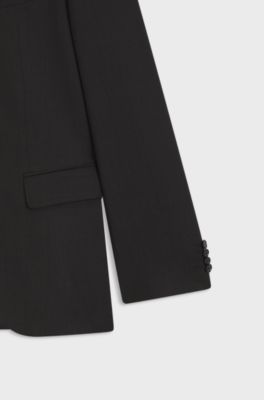 Two-piece regular-fit suit in patterned stretch fabric, Dark Brown