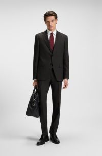 Abito due pezzi regular fit in tessuto elasticizzato a motivi, Marrone scuro