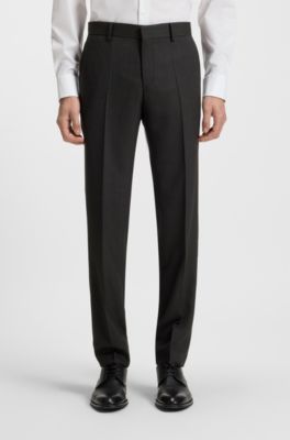 Two-piece regular-fit suit in patterned stretch fabric, Dark Brown