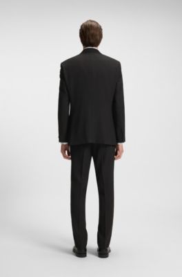 Two-piece regular-fit suit in patterned stretch fabric, Dark Brown