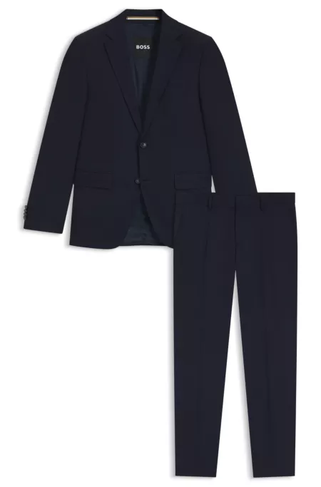 Two-piece regular-fit suit in patterned stretch fabric