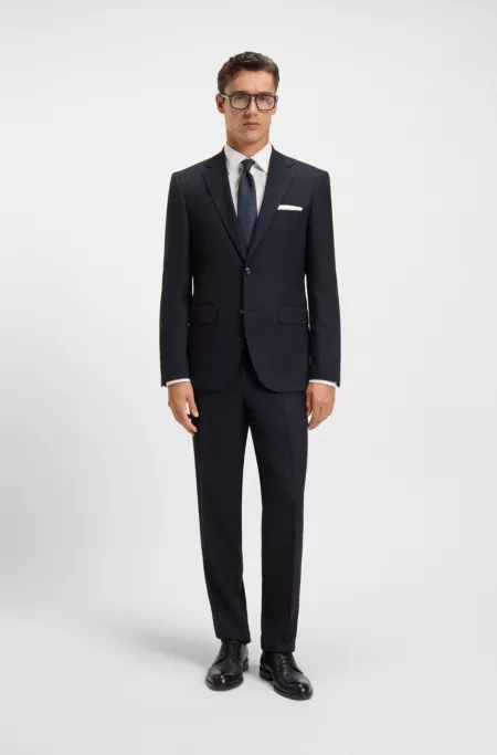 Two-piece regular-fit suit in patterned stretch fabric
