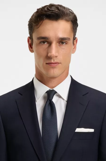 Two-piece regular-fit suit in patterned stretch fabric
