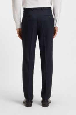 Two-piece regular-fit suit in patterned stretch fabric, Dark Blue