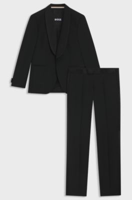 Two-piece tuxedo suit in an Italian wool blend, Black