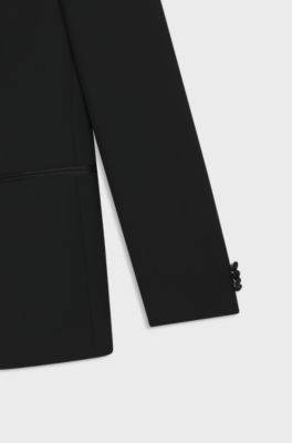 Two-piece tuxedo suit in an Italian wool blend, Black