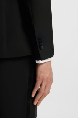 Fato smoking de duas pe&ccedil;as numa mistura de l&atilde; italiana, Black