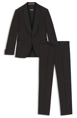 Two-piece tuxedo suit in an Italian wool blend