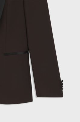 Two-piece tuxedo suit in an Italian wool blend, Dark Brown