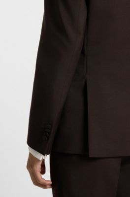 Two-piece tuxedo suit in an Italian wool blend, Dark Brown
