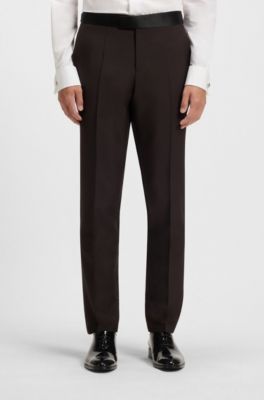 Two-piece tuxedo suit in an Italian wool blend, Dark Brown