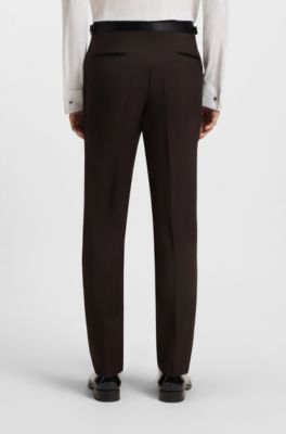 Two-piece tuxedo suit in an Italian wool blend, Dark Brown
