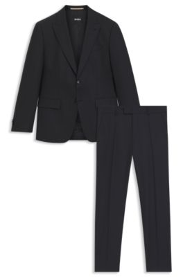 Two-piece suit in a stretch-wool blend, Black