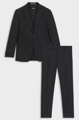 Two-piece suit in a stretch-wool blend, Black