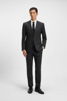 Two-piece suit in a stretch-wool blend, Black