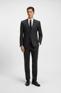 Two-piece suit in a stretch-wool blend, Black