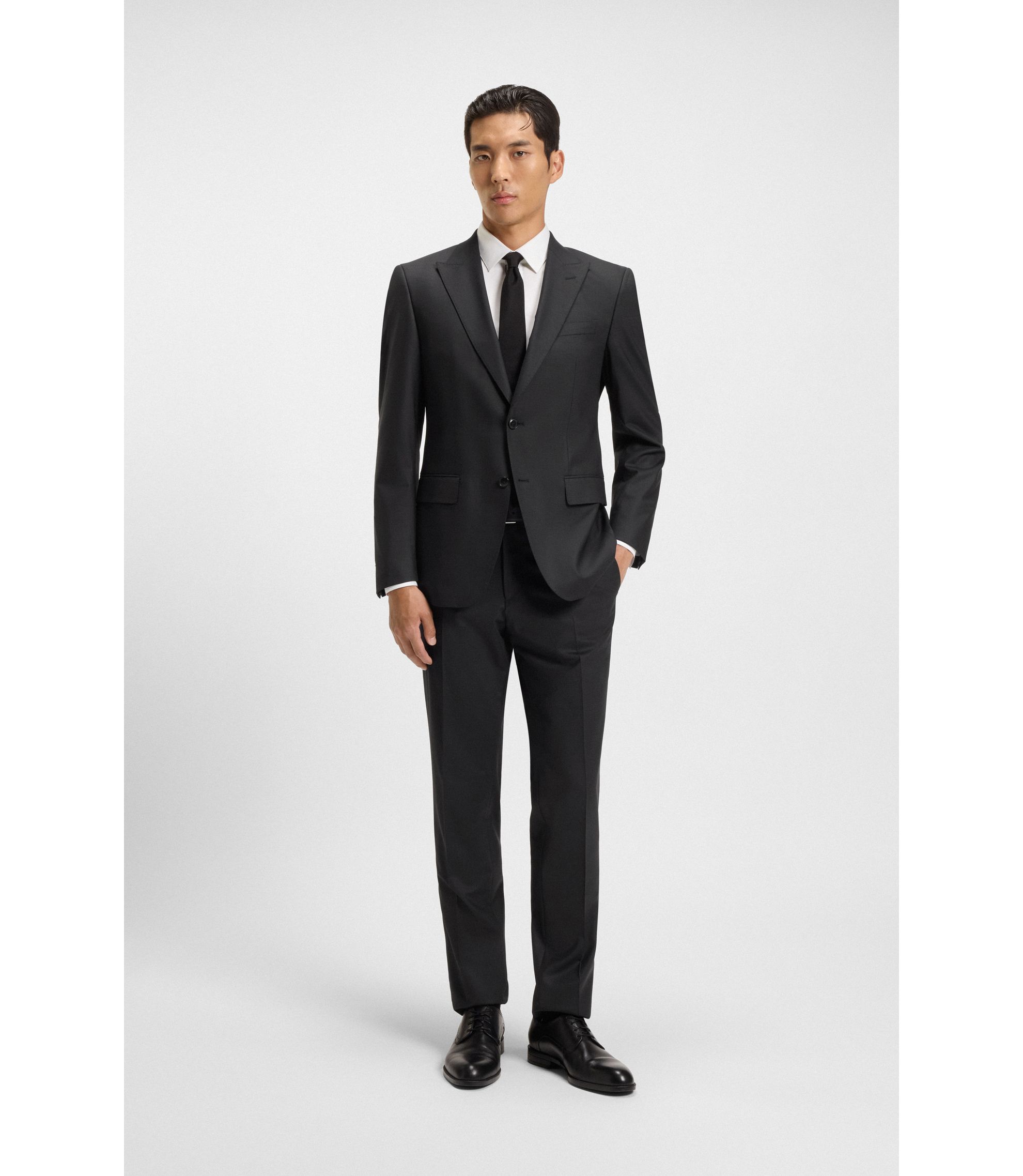 BOSS - Two-piece suit in a stretch-wool blend - Black