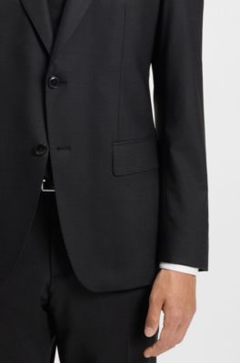 Two-piece suit in a stretch-wool blend, Black