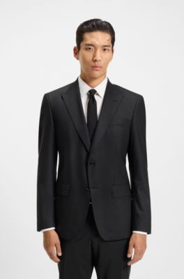 Two-piece suit in a stretch-wool blend, Black