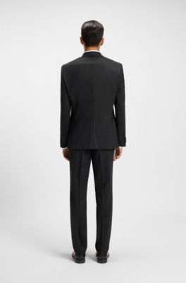 Two-piece suit in a stretch-wool blend, Black