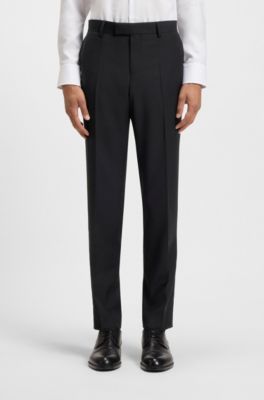 Two-piece slim-fit suit in pinstripe virgin wool, Dark Blue