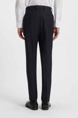 Two-piece slim-fit suit in pinstripe virgin wool, Dark Blue