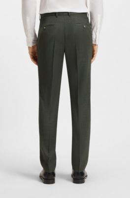 Three-piece slim-fit suit in patterned stretch wool, Light Brown