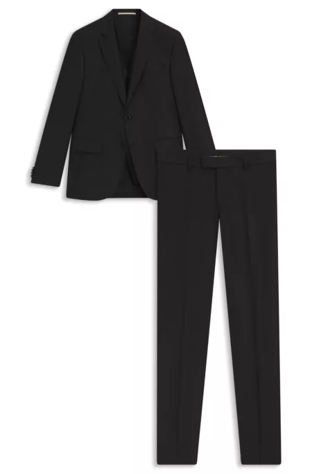 Three-piece slim-fit suit in patterned virgin wool